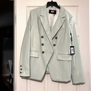 Mint green leather blazer